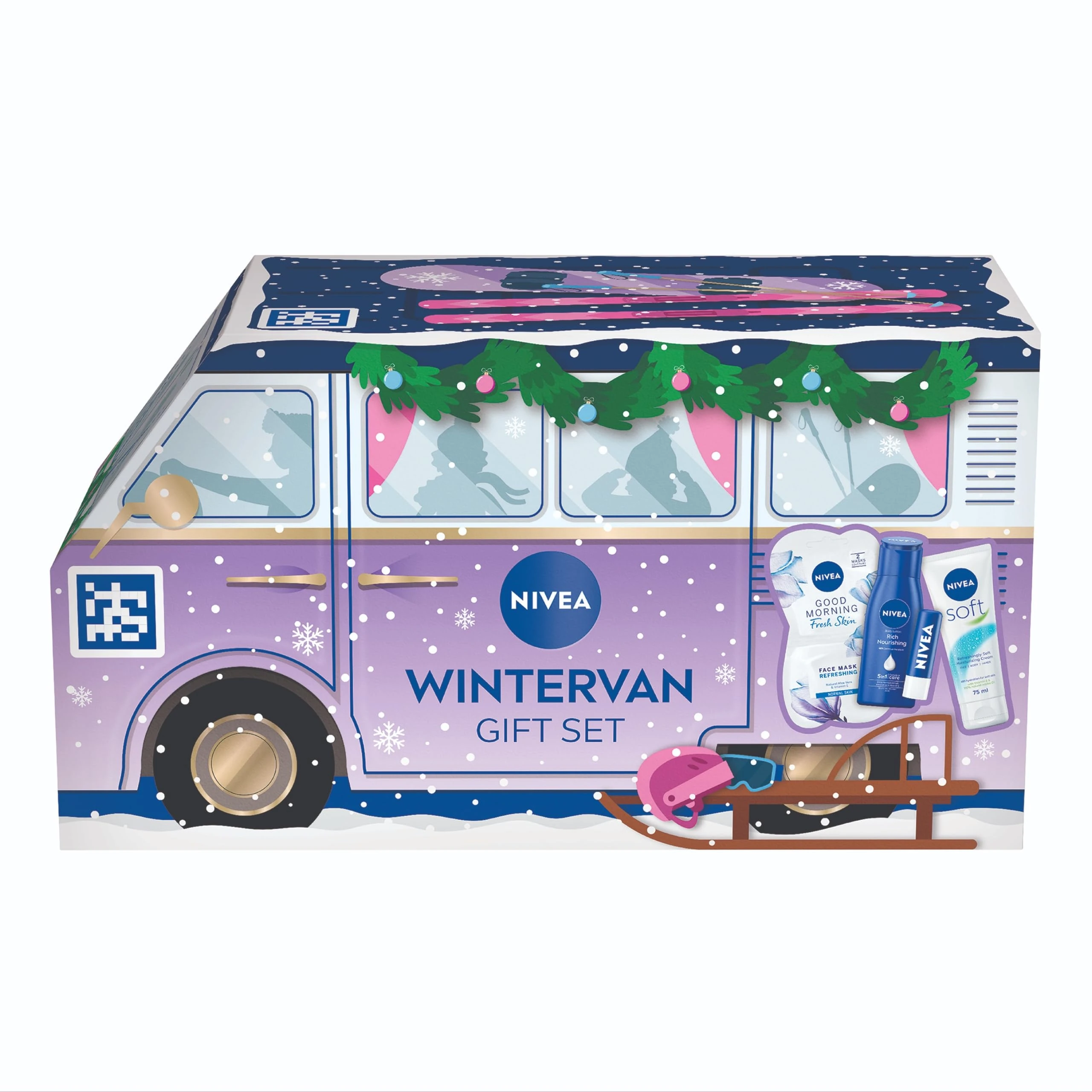 NIVEA Wintervan Gift Set (4 Products) – Women's Gift Set – Includes Moisturising Cream, Lip Balm, Body Lotion and Face Sheet Mask