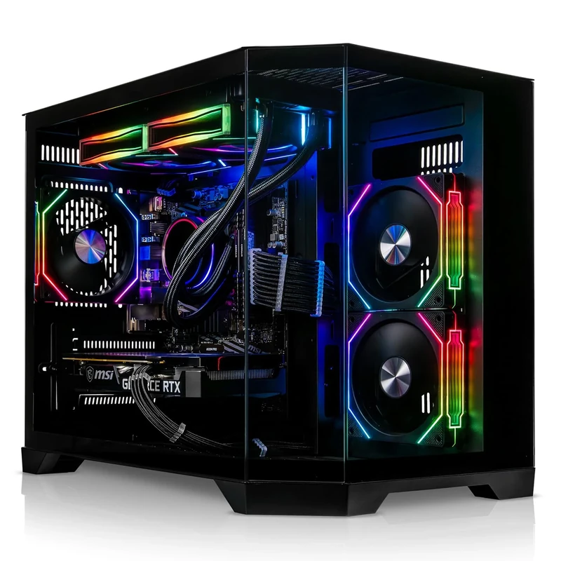 ADMI Gaming PC: AMD Ryzen 7 5700X - AIO Liquid Cooler - RTX 5060 8GB GDDR7 - DDR4 32GB - NVME 1TB - Mars ARGB Panoramic Case (Black) - WiFi - Windows 11
