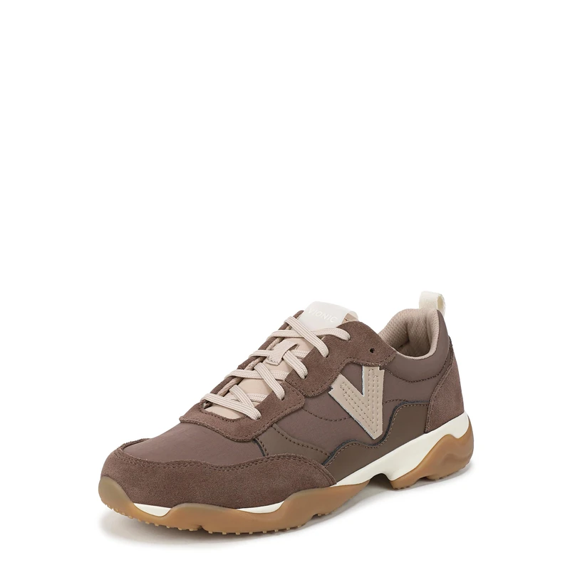 Vionic Womens Walk Slim Glide Lace-Up Trainers, Wide Fit, Brown, UK 5