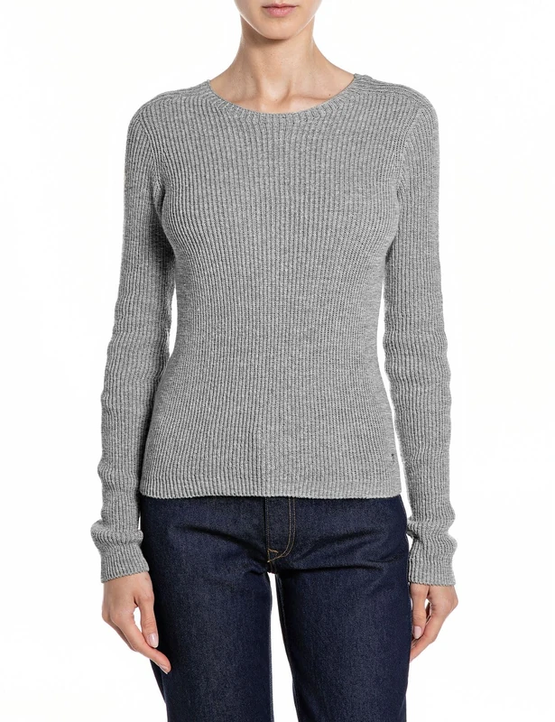 Replay Women's Dk4200 Pullover Sweater, M03 Grey Melange, XS