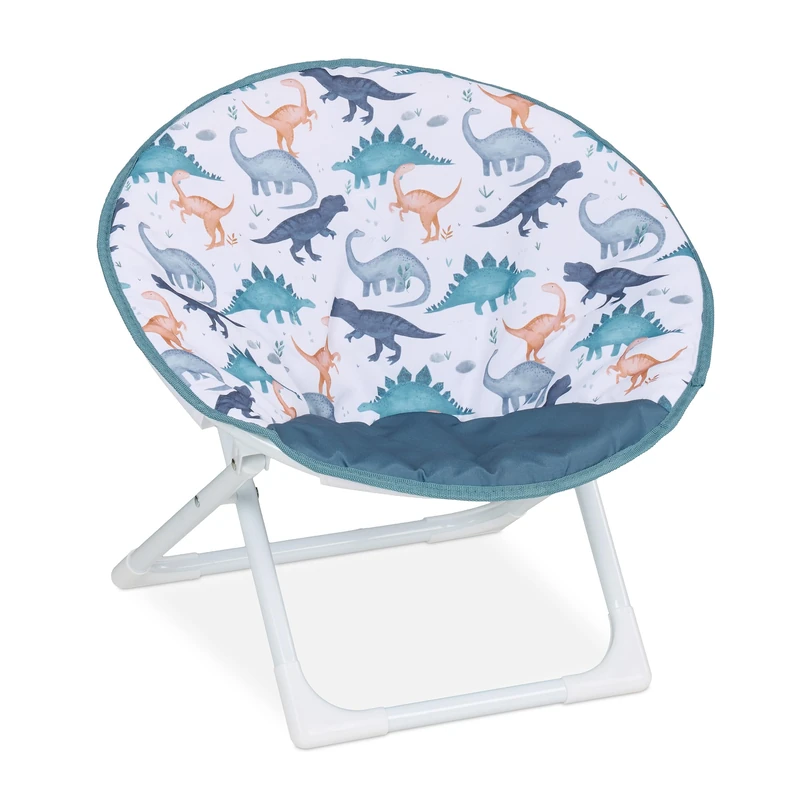 Relaxdays Kids Moon Chair, Dinosaur, Folding, 47 x 50 x 48 cm, Children's Camping Seat, Indoor & Outdoor, Multicoloured, 10% Plastic
