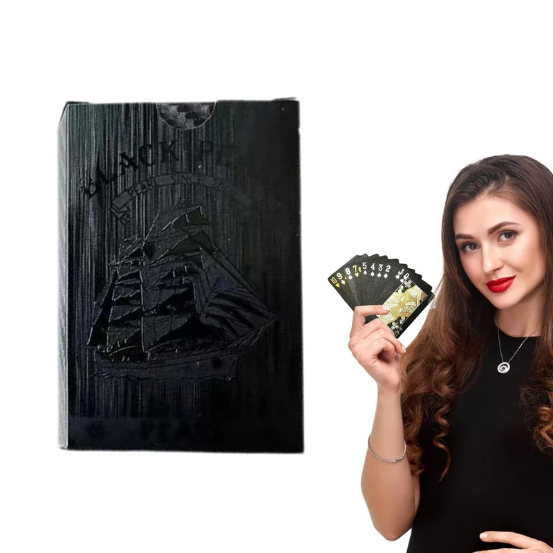 Generic Waterproof Playing Cards - Black & Gold Deck for Home Parties