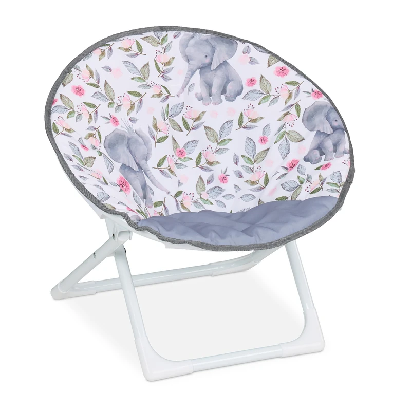 Relaxdays Kids Moon Chair, Elephant, Folding, 47 x 50 x 48 cm, Children's Camping Seat, Indoor & Outdoor, Multicoloured, 10% Plastic