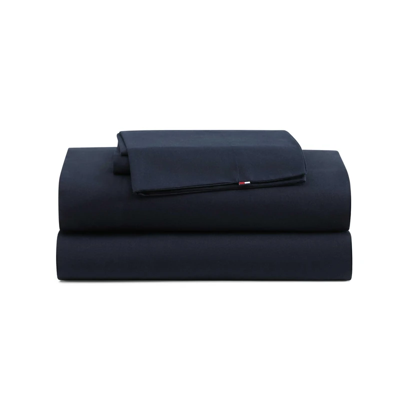 Tommy Hilfiger - King Bed Sheets, Moisture-Wicking Cotton Bedding with Matching Pillowcase, Lightweight Bed Set, Deep Pockets, Oeko-Tex Certified (Performance Cooling Navy)