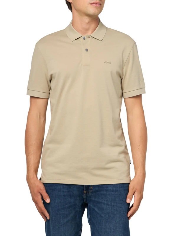 BOSS Men's Regular Fit Polo Shirt, Tan Dunes, Large