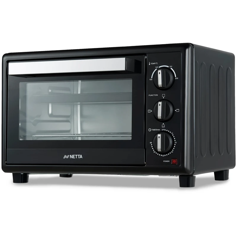 NETTA Mini Oven 30L Portable Electric Grill - Multi Cooking Function Grill and Bake - Adjustable Temperature Control, Timer - 1500W