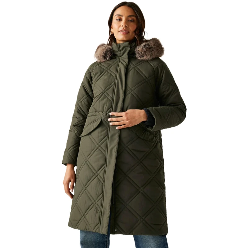 Regatta Womens Freyla Quilted Jacket Water Repellent Insulated Hooded Winter Coat