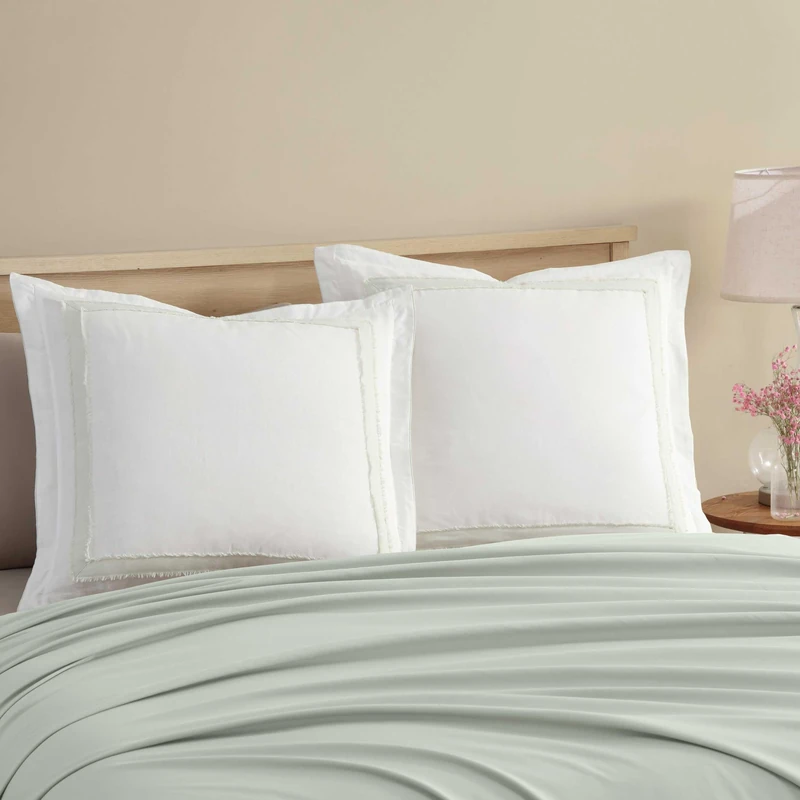 Laura Ashley - Euro Sham, Lightweight Cotton Pillow Sham with Tailored Edges, Oeko-Tex Certified (Mila Green, 26" x 26")