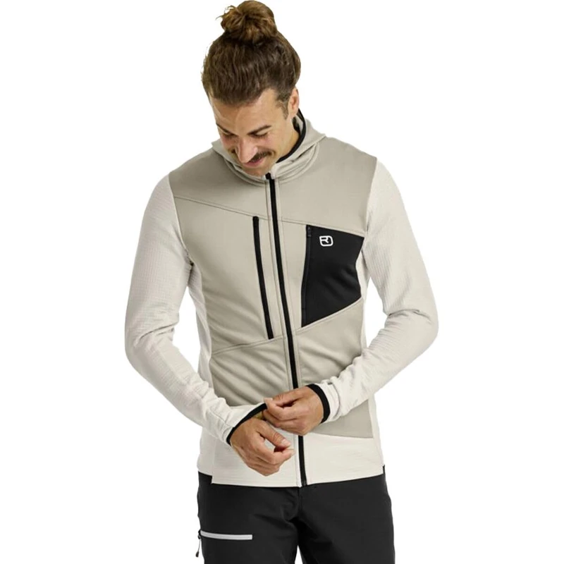 FLEECE GRID HOODY M C: white chalk S: XXL