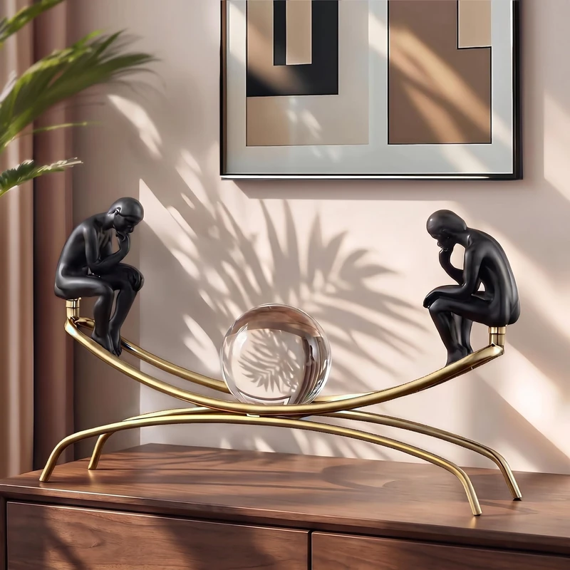 Mataura Thinker Statue & Sculpture, Modern Home Decor Statue, Gold Abstract Thinker Sculpture – Desktop Decorative Figurine for Living Room, Office, Shelf, Bedroom, Cabinets