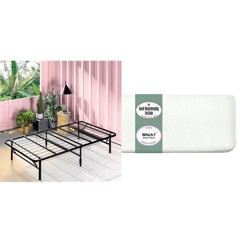 Zinus 3FT Single Bed & Mattress Set | 90x190cm Metal Frame | 25.5cm Memory Foam Mattress | Compact Guest Bed for Kids & Adults | Space-Saving Design | 5-Yr Frame & 10-Yr Mattress Warranty