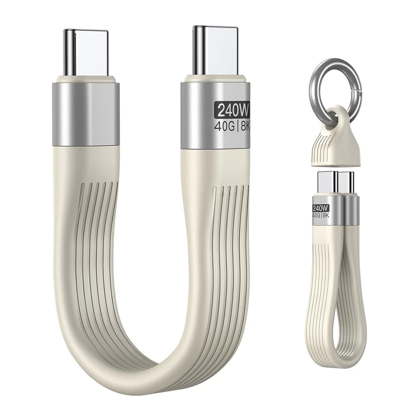 VAFOTON PD 240W Short USB C Cable/USB 4.0 USB C Short Cable/40Gbps Data Transfer, 8K 60Hz Video Display, Thunderbolt 3/4 for 1Phone16/15, Ma-Book/1Pad Series, Samsung Galaxy, Android Auto, VR Device