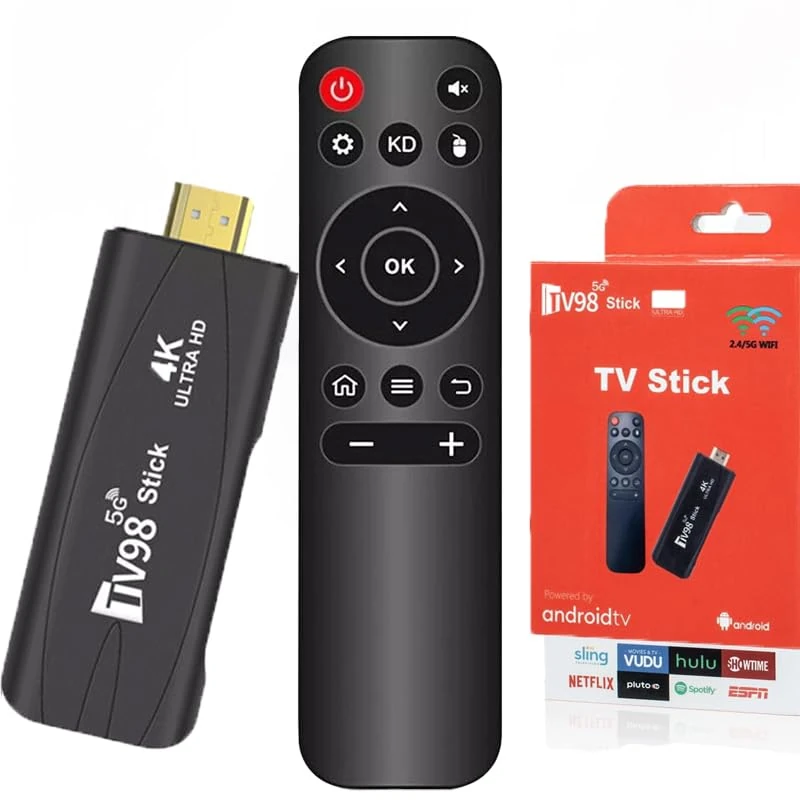 Android TV Stick 4K Mini Smart Tv box DDR4 2GB RAM 16GB Quad-Core 64bit Dual 2.4G/5G WiFi HDR10+ Ultra USB HD Smart TV STICK Box Streaming Media (basic)
