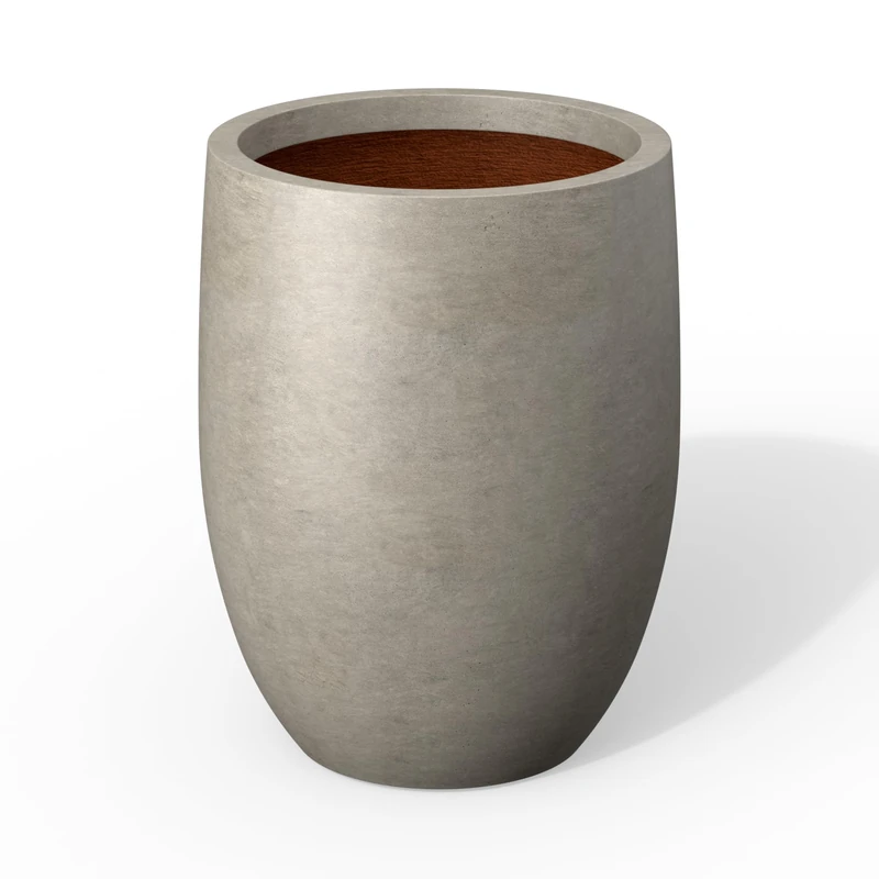 Kante Planter, Weathered Concrete with Green Interior, 11.8 Inch Tall