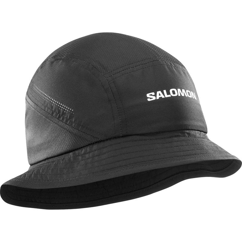 Salomon Shakeout Bucket Hat, Bold Look and Reflective Details, Quick-Dry and Packable Running Hat with Flexible Brim and Laser Holes for Airflow, Adjustable Fit DEEP Black