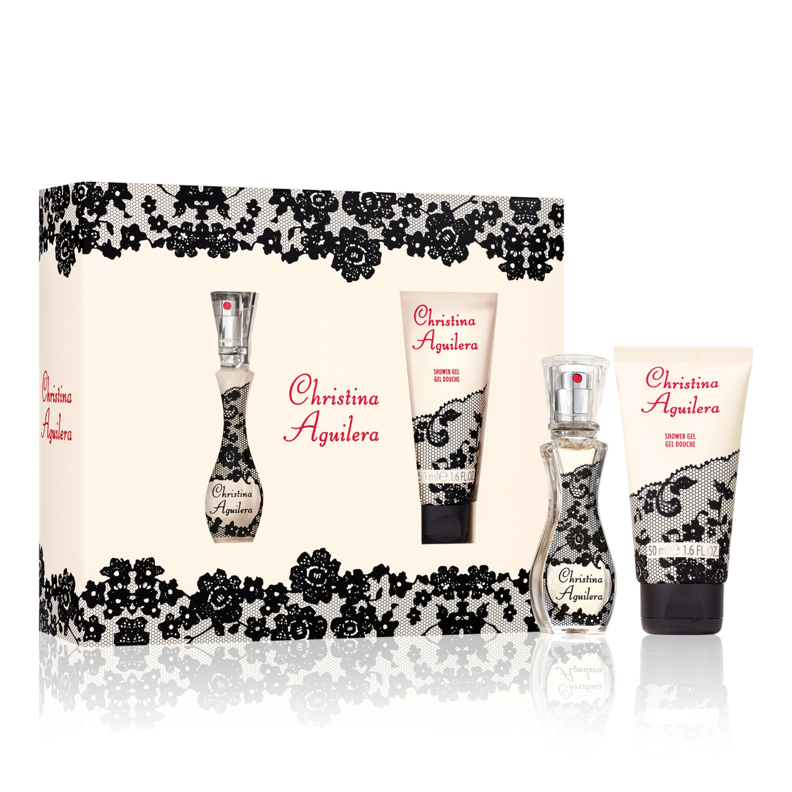 Christina Aguilera - Signature 2-Piece Gift Set; Floral Amber Fragrance; Black Currant Tea, Peony Petals & Amber; Exotic, Radiant & Glamorous 150 ml Women's Shower Gel + 30 ml Eau de Parfum For Women