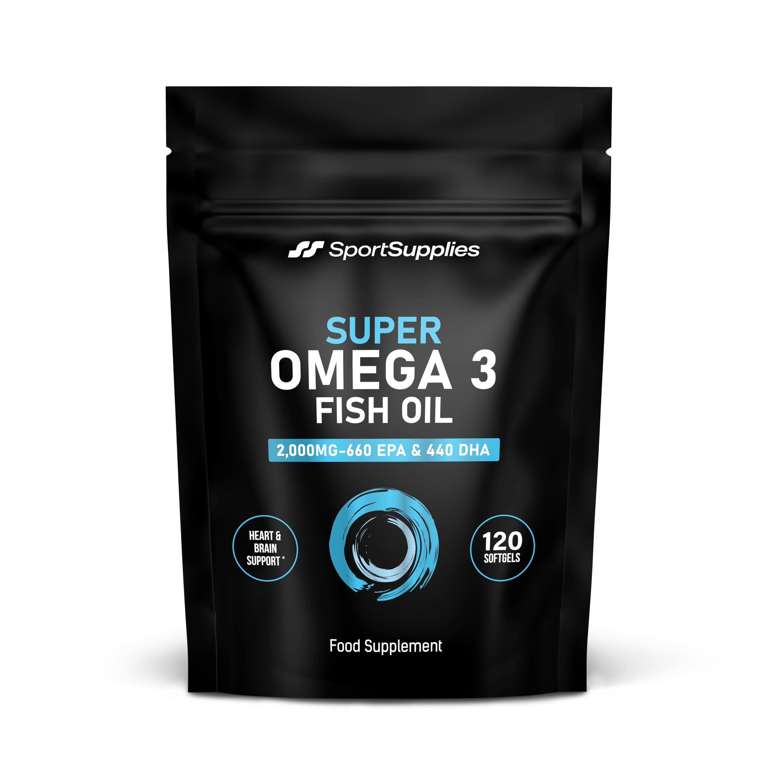 Omega 3 Fish Oil Capsules High Strength - 2,000mg Daily Serving - 33:22 EPA/DHA - 120 Softgel Capsules - SS Sport Supplies