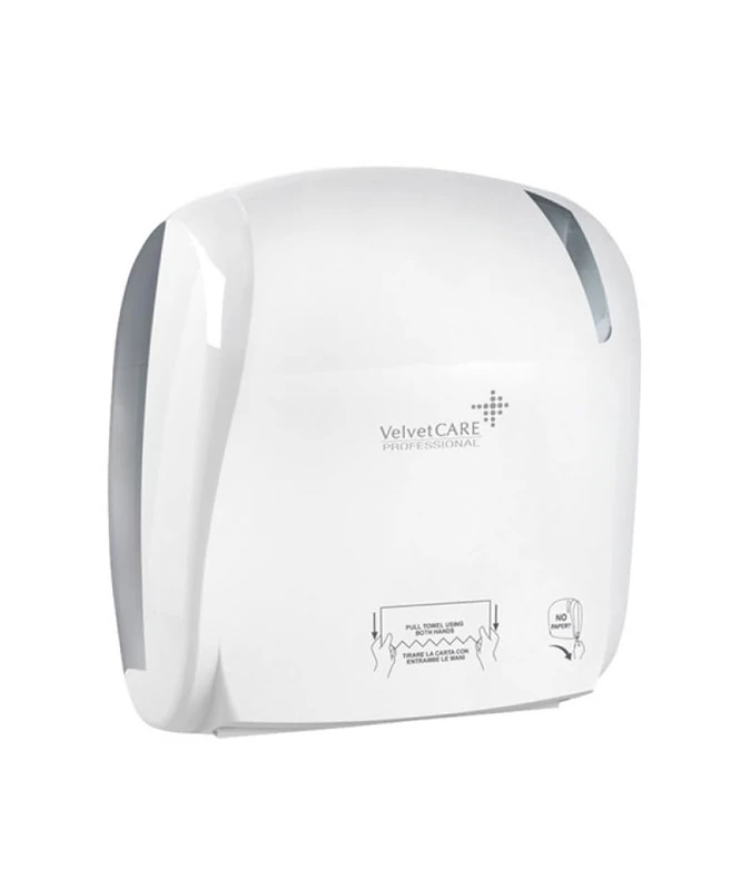 Velvet AutoCut Hand Towel Dispenser/Office/Toilet/Bathroom/Hygienic/Wall/Elegant/371 x 221 x 330 mm/ABS/White