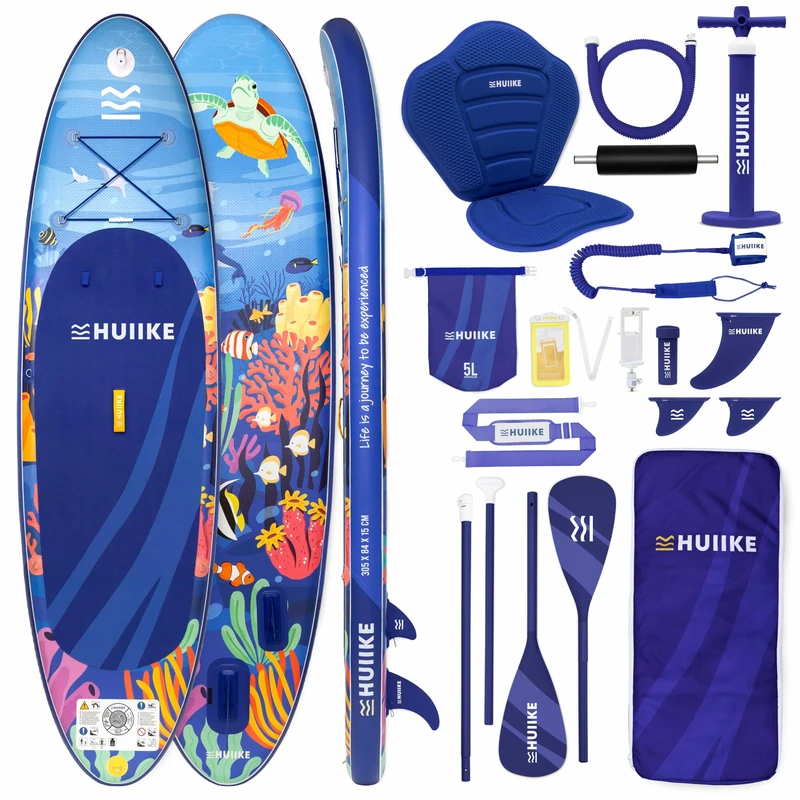 HUIIKE Inflatable Paddle Board with Accessories Included, Paddle, Knife, Inflator Stand Up Paddle Board Great Stability and Resistance. 305 x 84 x 15 cm, Supports up to 130 kg - Image 1