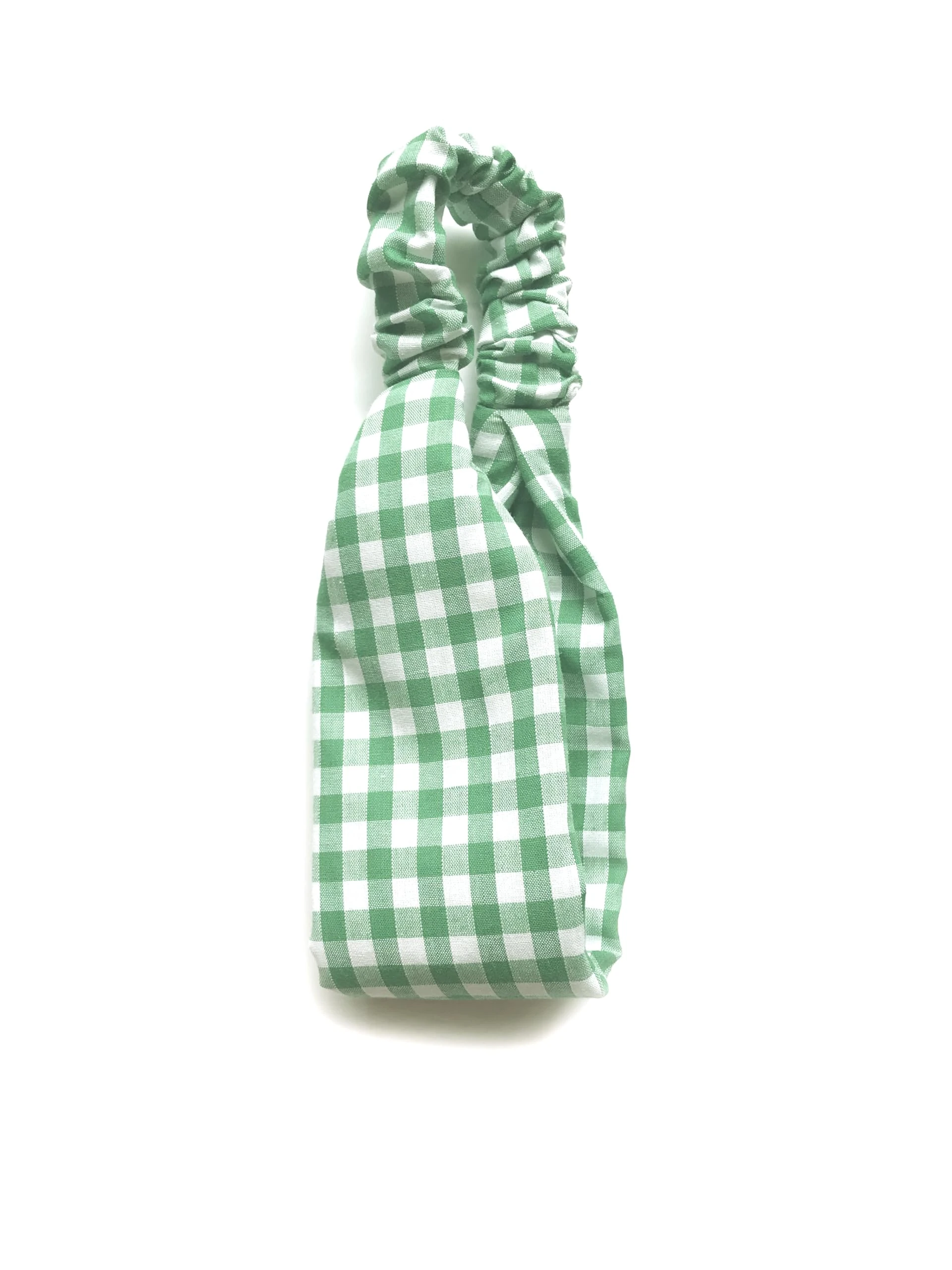 Gingham Headband. Child Sized. Suit Child Age 4 To 10 Years. Infant to Junior School Age. Soft Padded. (Green)
