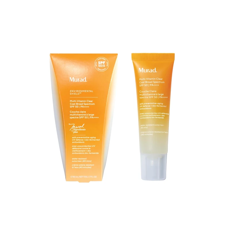 Murad Multi-Vitamin Clear Coat Sunscreen SPF 50, Antioxidant-Rich Broad-Spectrum SPF with Vitamins C-F, Bio-Fermented Clary Sage & Chia Seed, Clear and Non-Comedogenic, For All Skin Types, 50ml