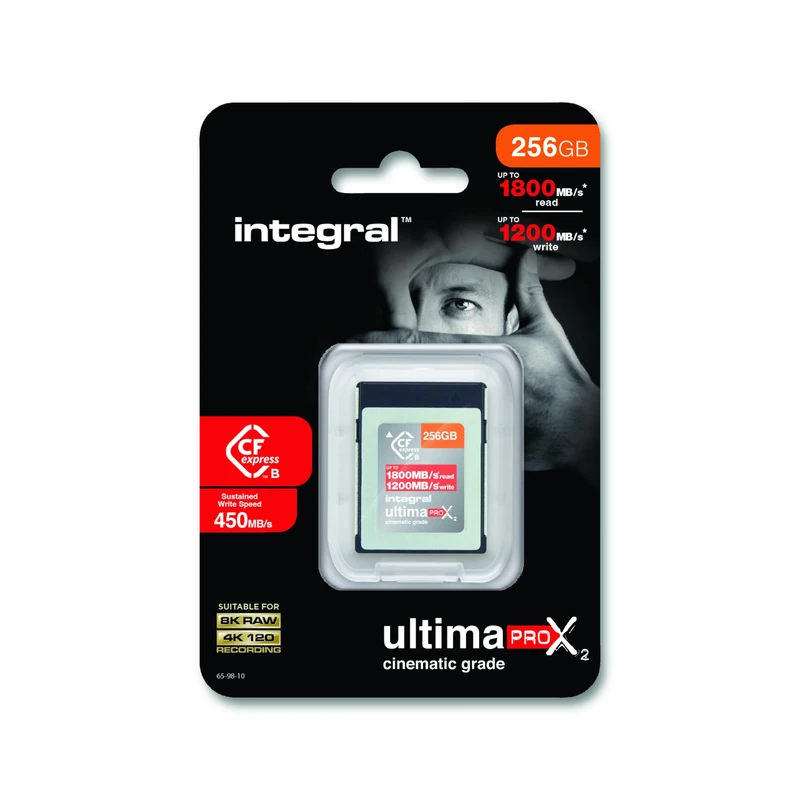Integral 256GB CFexpress Memory Card Type B 2.0, 8K RAW & 4K 120 FPS 1800MB/s Read, 1200MB/s Write Speed, 450MB/s Sustained Write Designed for the Cinematographer and Professional Photographer