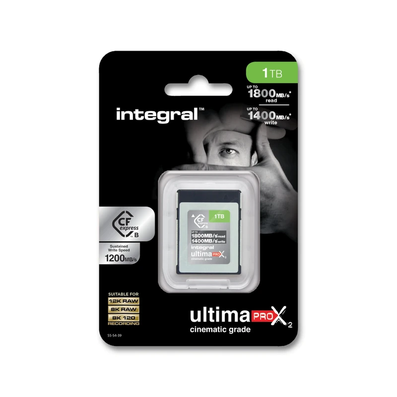 Integral 1TB CFexpress Memory Card Type B 2.0 12K and 8K RAW and 8K 120 FPS, 1800MB/s Read, 1400MB/s Write Speed, 1200MB/s Sustained Write Speed, Designed for Advanced Cinematic and DSLR Cameras