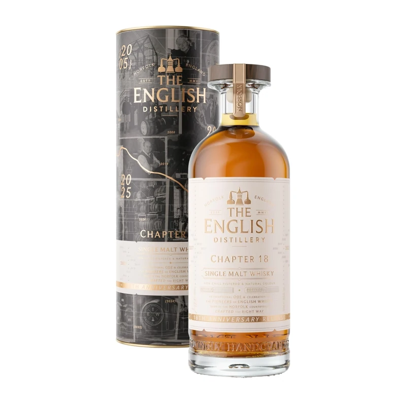 The English Chapter Eighteen: Commemorative Limited Edition Single Malt Whisky, 18th Year Anniversary Bottling, 46% vol, 70cl Gift Tube