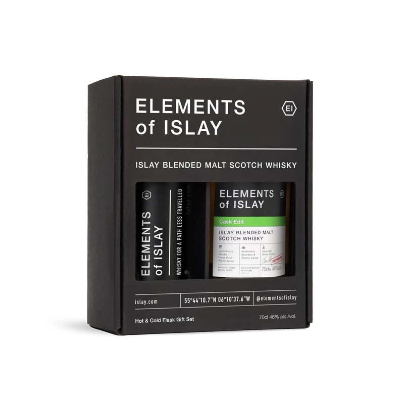 Elements of Islay Cask Edit Giftpack with Thermos Flask | 46 percent | 70 cl | Fresh Fruit, Wood Spice & Smoke | Perfect for Gifting