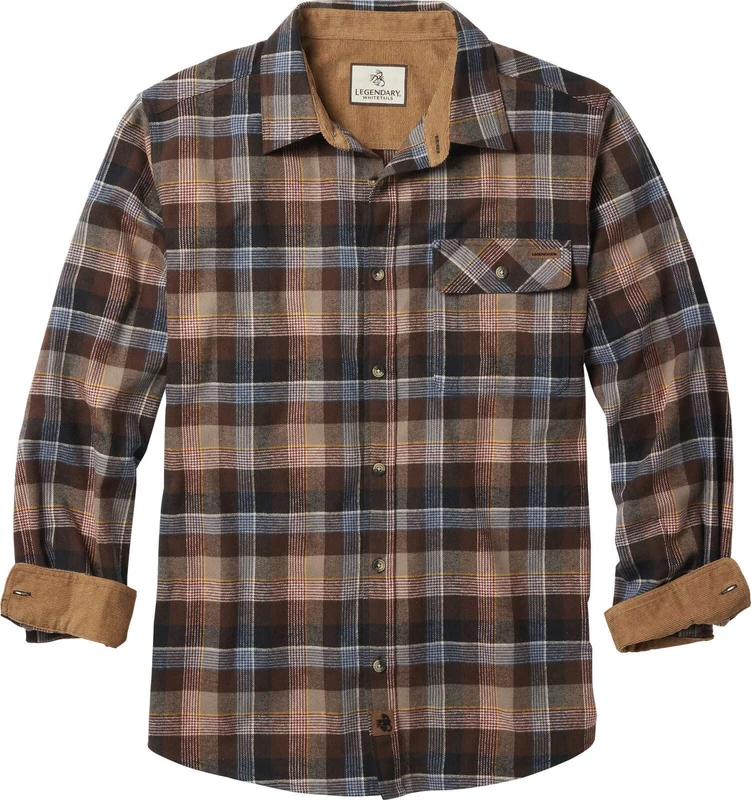 Legendary Whitetails Men's Flannel Shirt Long Sleeve Button Down 100% Cotton, Biscuits and Gravy Plaid, 3XL Big