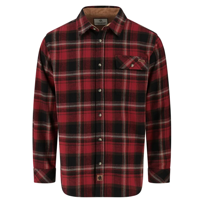 Legendary Whitetails Men's Flannel Shirt Long Sleeve Button Down 100% Cotton, Buck Forest Plaid, 4XL Big