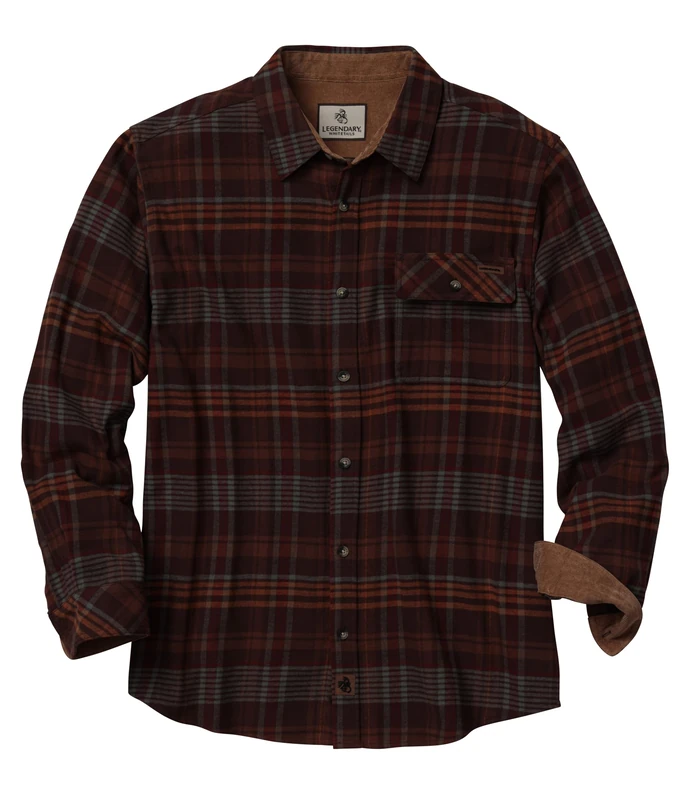 Legendary Whitetails Men's Flannel Shirt Long Sleeve Button Down 100% Cotton, Rogue Buck Plaid, Large
