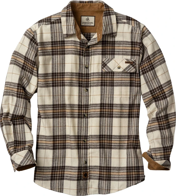 Legendary Whitetails Men's Flannel Shirt Long Sleeve Button Down 100% Cotton, Horned Buck Plaid, Large