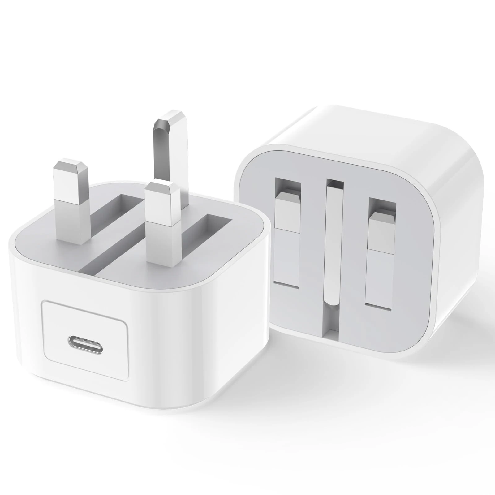 2 Pack USB C Plug Fast ChargeMFI Certified20W Folding USB-C adapter for i Phone 16/15/14/13/12/11/X,iPad, AirPods Pro, Type C-Adapter Fast USB c Charger UK Adapter