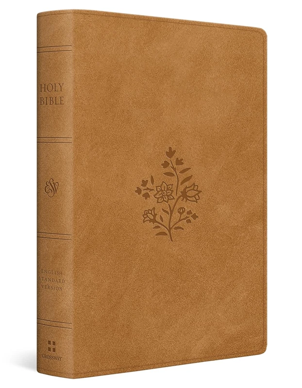ESV Giant Print Personal Size Bible, Red Letter, Thumb Indexed (TruTone, Nubuck Caramel, Wildflower Design)