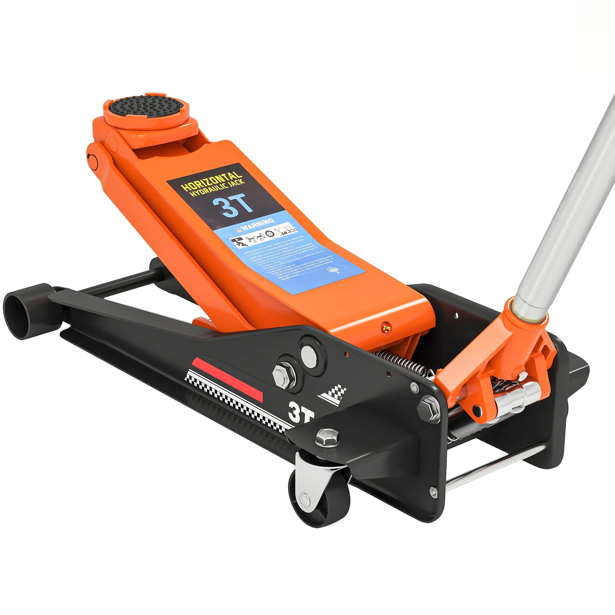 HOMCOM 3 Ton Hydraulic Low Profile Floor Jack, Heavy Duty Car Trolley Jack Lift with 7.5-50.5 cm Lifting Range, Dual Piston Pump, Wheels, Non-slip Handle for Car Van Garage Tyre Repair Change, Orange