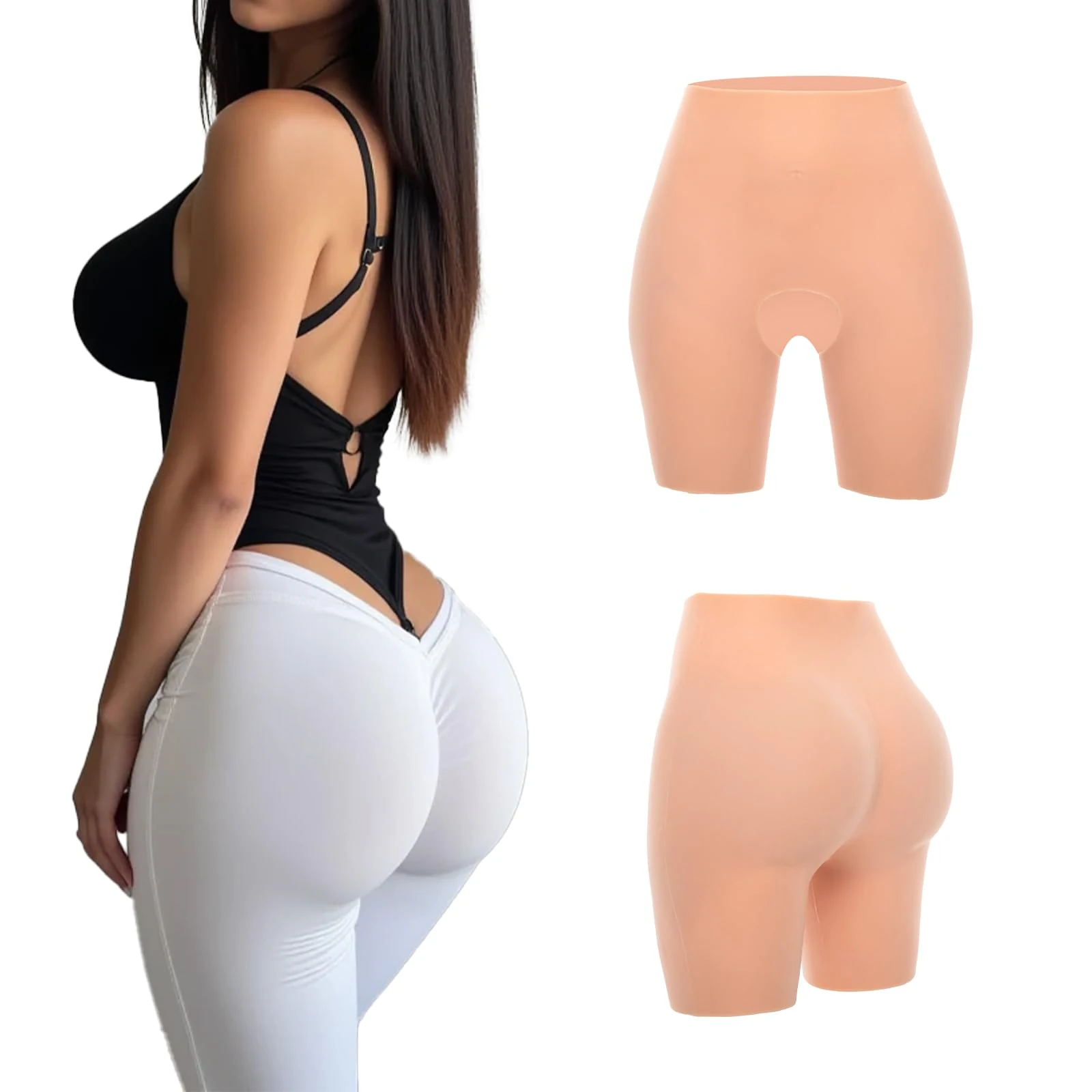 Cyomi Silicone Panties Hip Pads Enhancer Shaper Open Silicone Panties for Crossdresser Cosplay Transgender Drag Queen Yellow