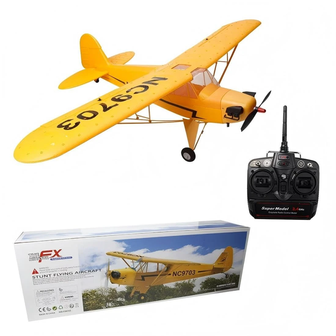 FX9703 J3 RC Glider – 5CH 3D/6G Mode Brushless Fixed-Wing Foam Airplane, 360° Stunt-Capable Remote Control Simulation Aircraft Model for Adults & Beginners