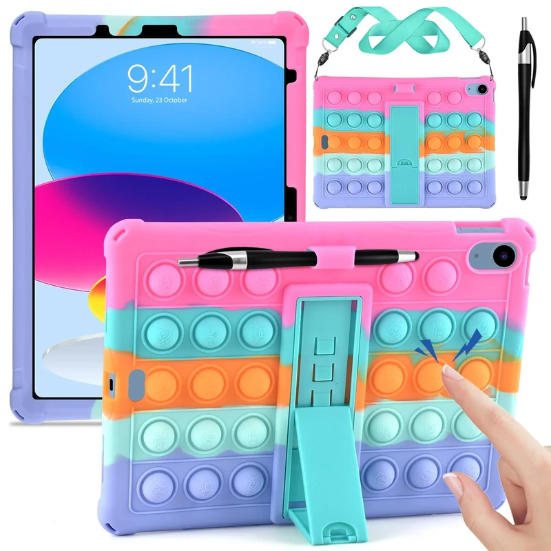 KATUMO Silicone Case for iPad (A16) 11th Generation 11 Inch (2025) / iPad 10th Generation 10.9 Inch (2022), Soft Rubber Cover with Stylus Pen and Shoulder Strap