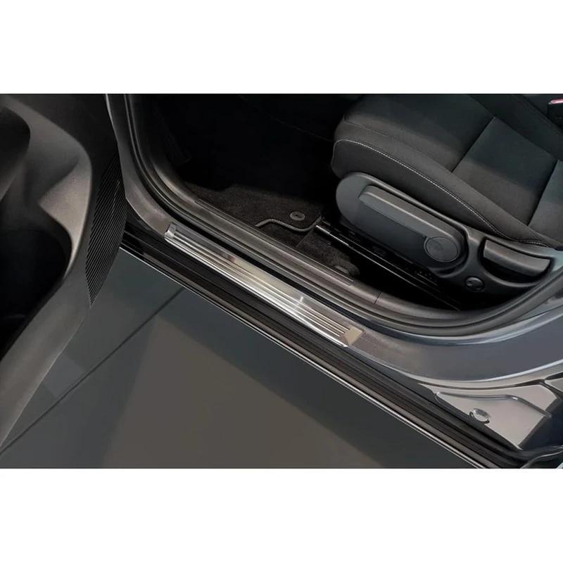 Avisa Inox door sill protectors compatible with Hyundai Kona II 2023- / MG 3 2024- / MG ZS II 2024- 'Lines' - 4-pieces