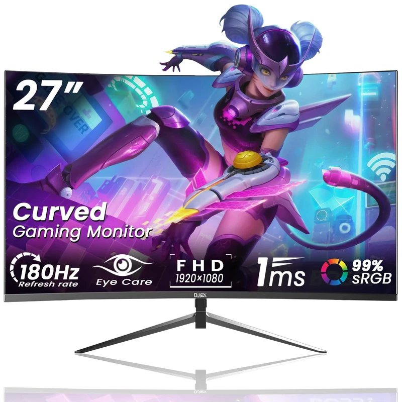 DJiEX 27" 180Hz FHD Monitor - 1920x1080, 99% sRGB, FreeSync, DP HDMI