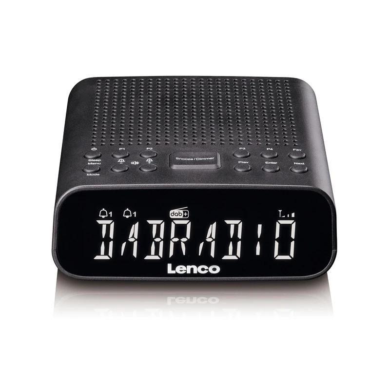 Lenco CR-606BK Compact Alarm Clock Radio with Dab+/FM, Bluetooth 5.3, Dimmable LCD Display, Dual Alarm, Snooze Function, USB Charging Port and Sleep Timer, Black