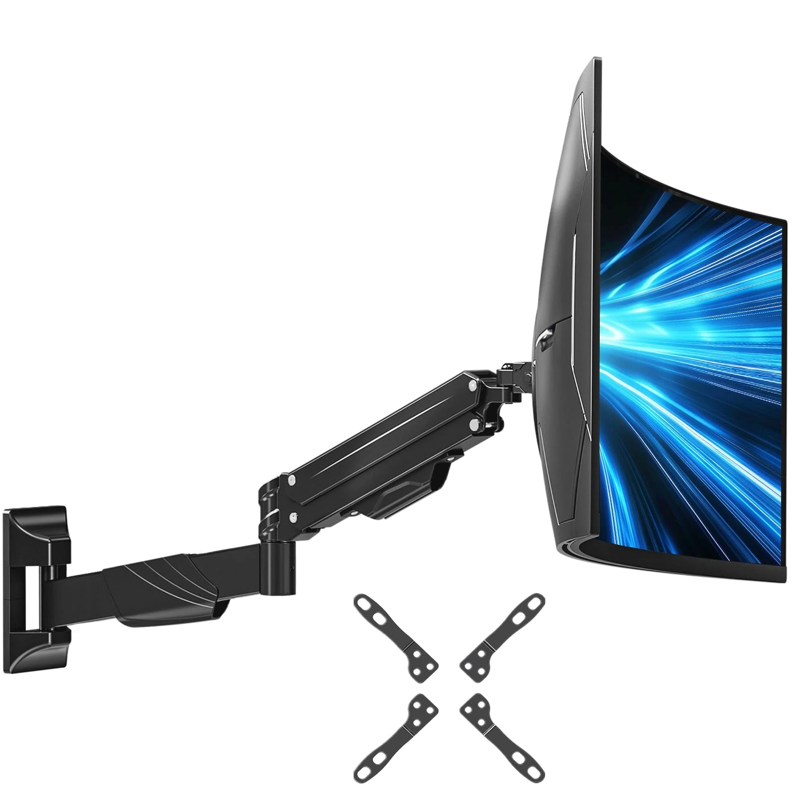 ELIVED Monitor Wall Mount for 17-43 Inch Ultrawide Screens, Gas Spring Monitor Arm Holds Up to 15kg, Adjustable Tilt Swivel Rotate Single Arm with VESA Extension Kit, VESA 75/100/200, EV3421B