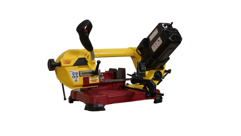 Starrett Portable Benchtop Bandsaw Machine, 230V, Automatic & Manual Functions, Straight & Mitre Cuts, Variable Speed, Yellow
