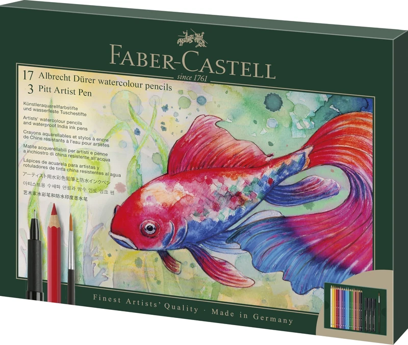 Faber-Castell Albrecht Dürer & Pitt Pen Gift Set, 21 Piece Set, Drawing, Colouring, Paint, Paint Brush, Sketch, Pencils, Pens, School & Office, Artist Supplies. Art Product, Paper Pad, Sketchbook