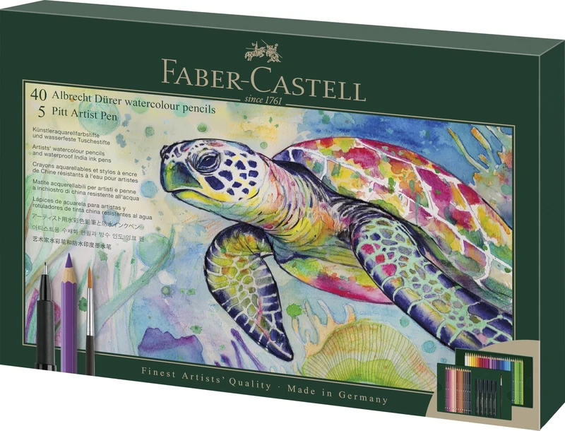 Faber-Castell Albrecht Dürer & Pitt Pen Gift Set, 46 Piece Set, Drawing, Colouring, Paint, Paint Brush, Sketch, Pencils, Pens, School & Office, Artist Supplies. Art Product, Paper Pad, Sketchbook