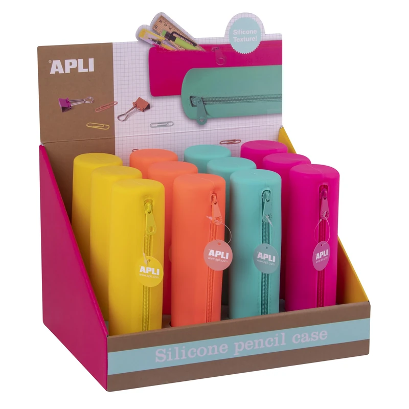 APLI 20404 – Display Box with 12 Round Silicone Cases in Assorted Fluorescent Colours