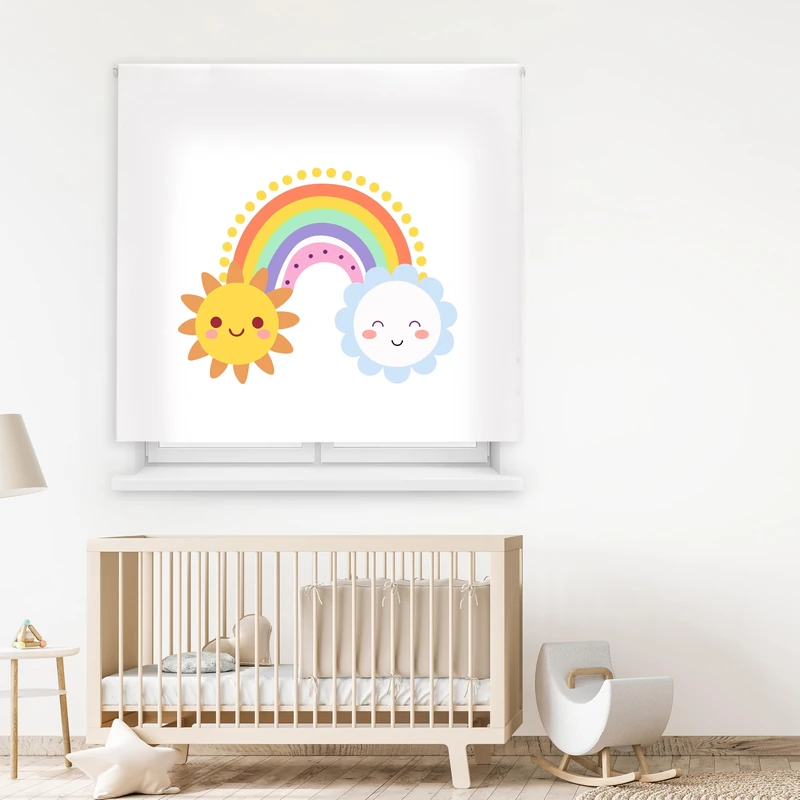 Blindecor Digital | Translucent Printed Roller Blind | Children's Family| Model F-Rainbow Baby | 130 x 180 cm (W x H) Fabric Size 126 x 175 cm | Window Blinds