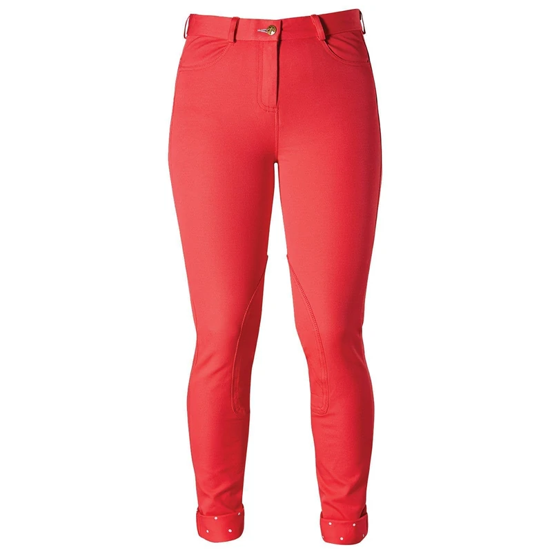 HKM Women's Savona Style Alos Full seat Riding Breeches, Red, 32 - Image 1