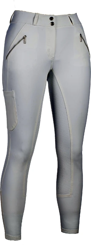 HKM Women's Lia High Waist Silicone Full seat Riding Breeches, White, 28
